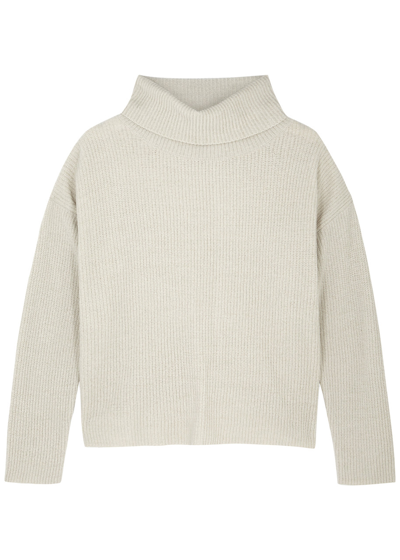 Shop Eileen Fisher Chenille Roll-neck Jumper In Off White