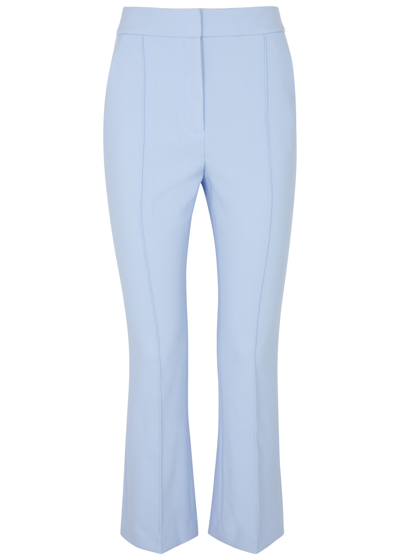 Shop Veronica Beard Tani Cropped Stretch-crepe Trousers In Light Blue