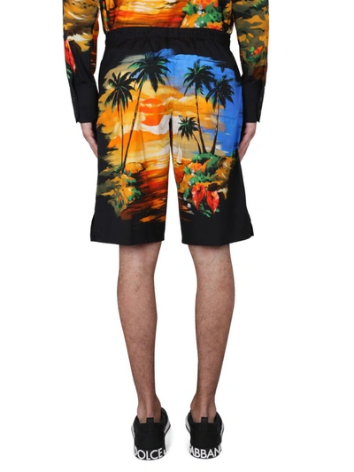 Shop Dolce & Gabbana Bermuda Shorts With Hawaii Print In Multicolour