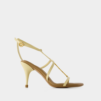 Shop Jacquemus Pralu Sandals -  - Leather - Ivory In Beige