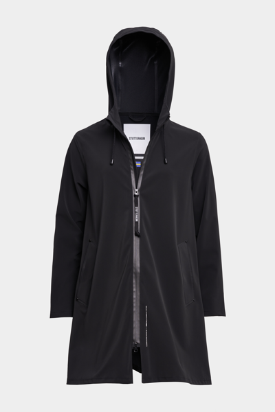 Stutterheim Mosebacke Lightweight Matte Zip Raincoat In Black