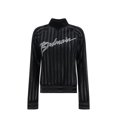 Balmain High-neck Logo Sweater Women In Black