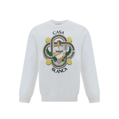 Shop Casablanca Cotton Logo Sweatshirt In White