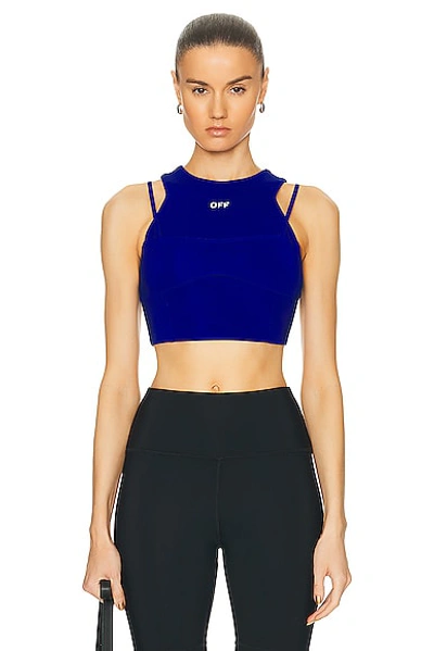 Shop Off-white Lace Up Harness Bra Top In Dark Blue