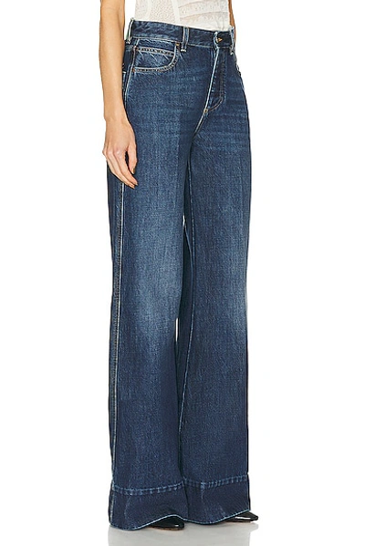 Shop Bottega Veneta Indigo Wide Leg In Mid Blue