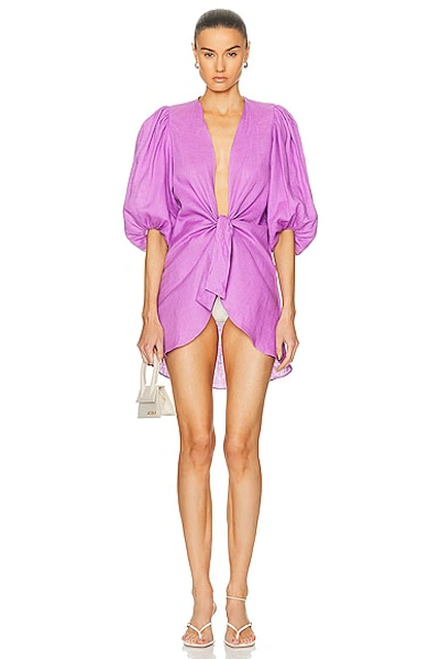 Shop Adriana Degreas Solid Voluminous Sleeves Shirt In Light Purple