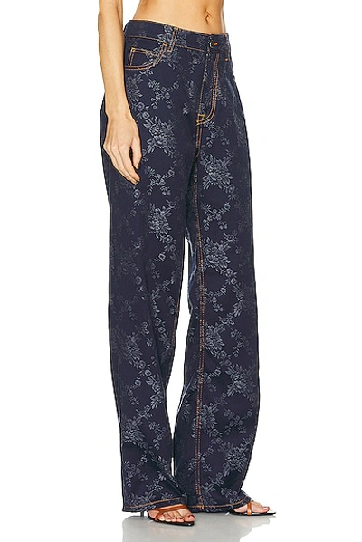 Etro Denim Floral-print Straight Leg Pants In Indigo