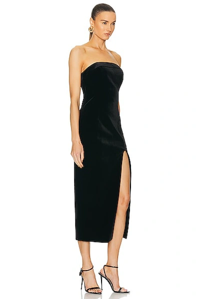 Shop Nicholas Adiba Strapless Round Edge Midi Dress In Black