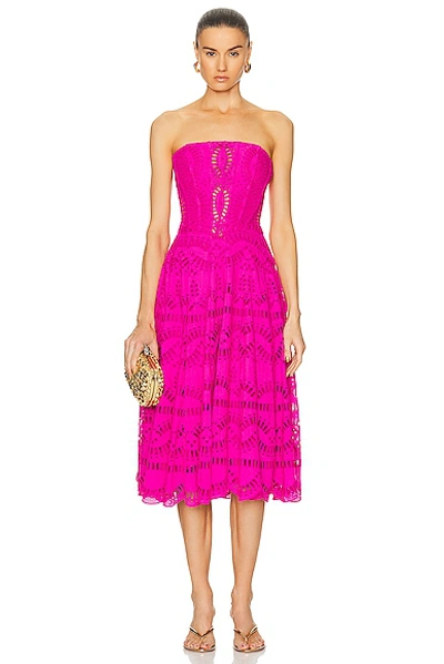 Shop Charo Ruiz Galik Midi Dress In Hot Pink
