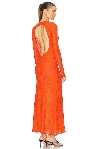 Shop Siedres Lendi Open Back Textured Maxi Dress In Orange