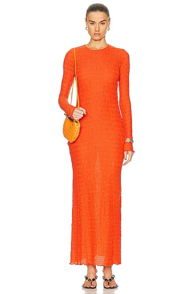 Siedres Lendi Open Back Textured Maxi Dress In Orange