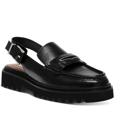 Shop Steve Madden Women's Felicite Slingback Loafer Flats In Black Leather