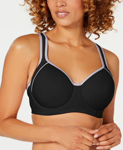 Shop Wacoal Women's Contrast Trim Contour Sport Bra 853302 In Black,lilac Gray