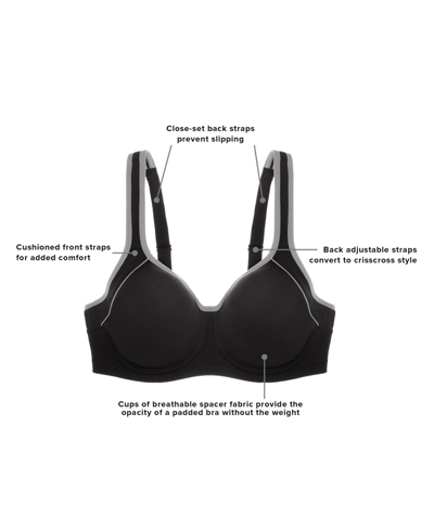 Shop Wacoal Women's Contrast Trim Contour Sport Bra 853302 In Black,lilac Gray