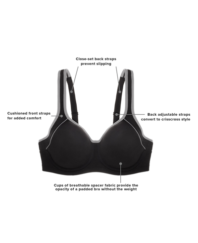Wacoal Lindsey Sport Contour Underwire Sports Bra In Black,lilac Gray