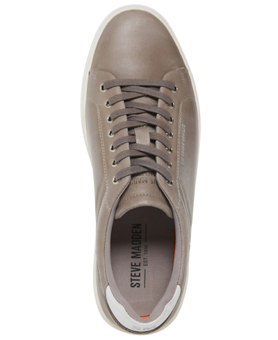 Shop Steve Madden Men's Myler Waxed Leather Low-top Sneaker In Taupe