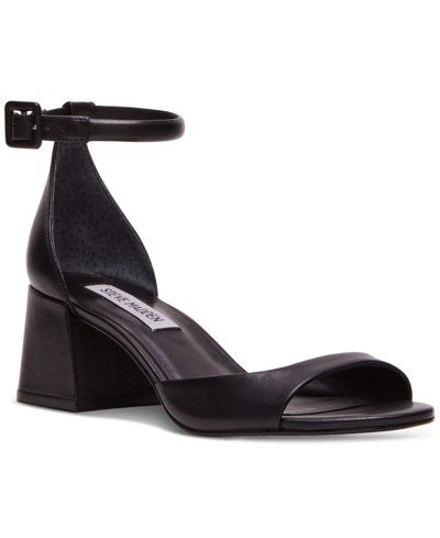 Shop Steve Madden Women's Ella Two-piece Flared-heel Dress Sandals In Black