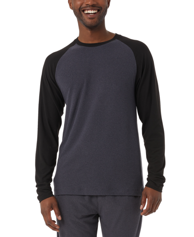 Shop 32 Degrees Men's Heat Colorblocked Raglan-sleeve Sleep T-shirt In Hthunder,t