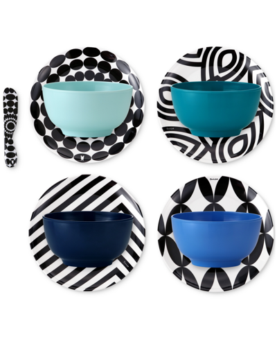 Shop French Bull Shades Of Blue Melamine Small Bowls, Set Of 6 In Multi