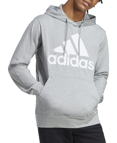 Shop Adidas Originals Men's Essentials Performance Jersey Logo Hoodie In Mgh,wht