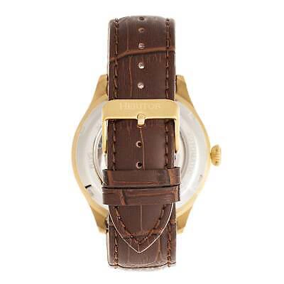 Pre-owned Heritor Automatic Gregory Semi-skeleton Leather-band Watch - Silver/black