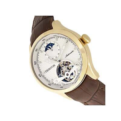 Pre-owned Heritor Automatic Gregory Semi-skeleton Leather-band Watch - Silver/black