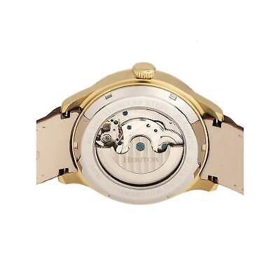 Pre-owned Heritor Automatic Gregory Semi-skeleton Leather-band Watch - Silver/black