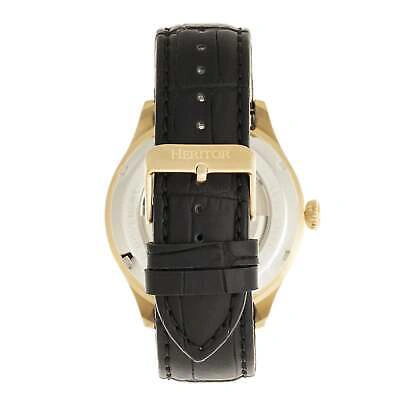 Pre-owned Heritor Automatic Gregory Semi-skeleton Leather-band Watch - Silver/black