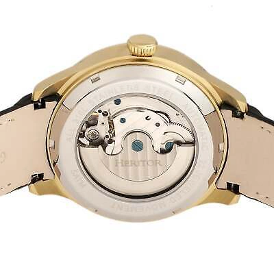 Pre-owned Heritor Automatic Gregory Semi-skeleton Leather-band Watch - Silver/black