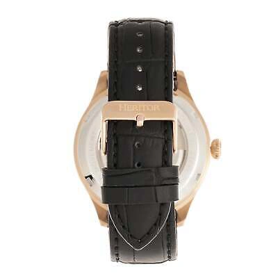 Pre-owned Heritor Automatic Gregory Semi-skeleton Leather-band Watch - Silver/black