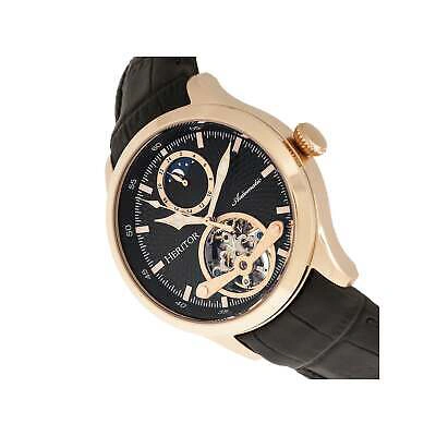 Pre-owned Heritor Automatic Gregory Semi-skeleton Leather-band Watch - Silver/black