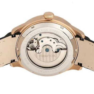 Pre-owned Heritor Automatic Gregory Semi-skeleton Leather-band Watch - Silver/black