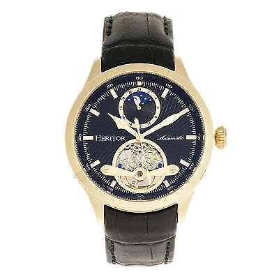 Pre-owned Heritor Automatic Gregory Semi-skeleton Leather-band Watch - Silver/black