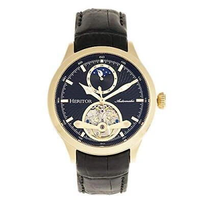 Pre-owned Heritor Automatic Gregory Semi-skeleton Leather-band Watch - Silver/black
