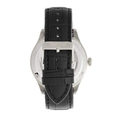 Pre-owned Heritor Automatic Gregory Semi-skeleton Leather-band Watch - Silver/black