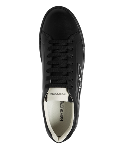 Pre-owned Emporio Armani Sneakers Men X4x598xn633k001 Black Leather Logo Detail Shoes