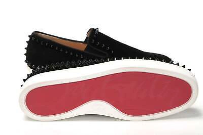 Pre-owned Christian Louboutin Black Pik Boat Flat Veau Shoes In Refer To Description