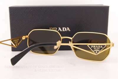 Pre-owned Prada Brand  Sunglasses Pr A51s 15n 01t Gold/brown For Women