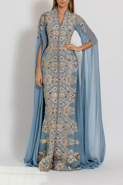Pre-owned Handmade Casual Kaftan Gown Long Dubai Bridesmaid Abaya Maxi Moroccan Wedding Dress In Same As Shown In Image
