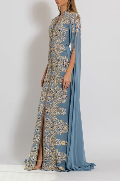 Pre-owned Handmade Casual Kaftan Gown Long Dubai Bridesmaid Abaya Maxi Moroccan Wedding Dress In Same As Shown In Image