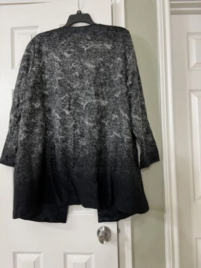 Pre-owned Eileen Fisher 2x $488  Black Felted Wool Sprinkles Round Nk Jacket W/pockets
