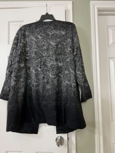 Pre-owned Eileen Fisher 2x $488  Black Felted Wool Sprinkles Round Nk Jacket W/pockets