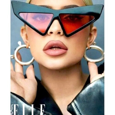 Pre-owned Gucci Hollywood Forever Gg0430 Black Pink Crystal Cateye Sunglasses Msrp $1245