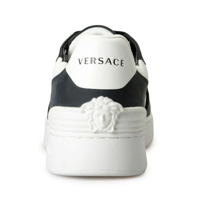 Pre-owned Versace Men's Medusa Logo Black & White Leather Sneakers Shoes Us 10 It 43