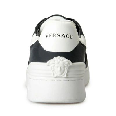 Pre-owned Versace Men's Medusa Logo Black & White Leather Sneakers Shoes Us 9 It 42