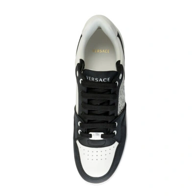 Pre-owned Versace Men's Medusa Logo Black & White Leather Sneakers Shoes Us 10 It 43