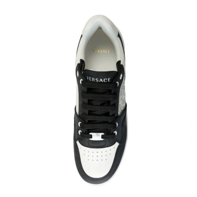 Pre-owned Versace Men's Medusa Logo Black & White Leather Sneakers Shoes Us 9 It 42