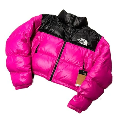 Pre-owned The North Face Womens Nupse Short Down Jacket Fascia Pink Black Sz L Nf0a5gge146