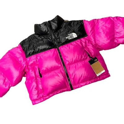 Pre-owned The North Face Womens Nupse Short Down Jacket Fascia Pink Black Sz L Nf0a5gge146