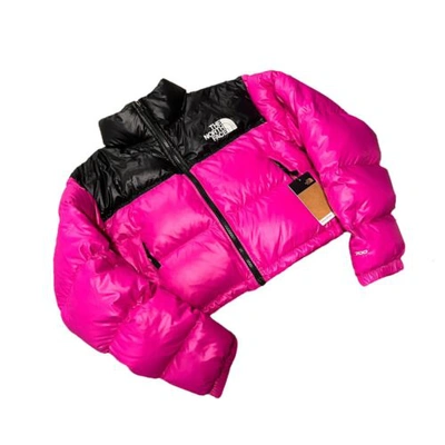 Pre-owned The North Face Womens Nupse Short Down Jacket Fascia Pink Black Sz L Nf0a5gge146